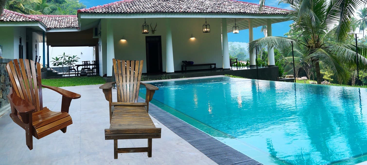 Handmade Adirondack chairs outdoors in South Africa